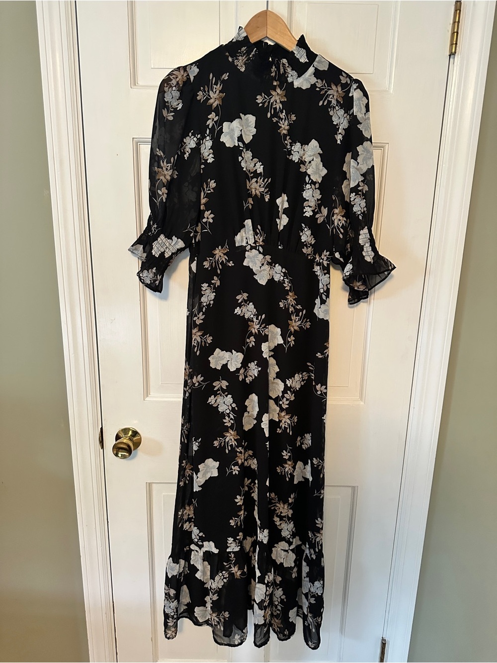 Baltic Born Marie Mock Neck Black Maxi Dress, Size M, NWOT